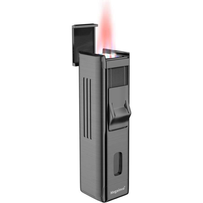 Lot De 3 Briquets Tempête Jet Flamme - Briquet Gaz Rechargeable Résistant Au Vent Pour Cigare, BBQ, Camping - Couleurs Assorties