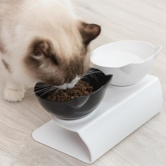Ecuelle Bol Pour Chat Orthopedique Anti Vomissement Bol Pour Chien Transparent Comme Materiau Bol Type White Blackb 13 5x13x15cm Cdiscount