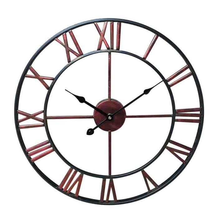 Foxom 40cm Horloge pendule murale en Bois et en Fer Wall Clock r/étro Silencieuse le d/écor Salon Wall Clock rétro Silencieuse le décor Salon