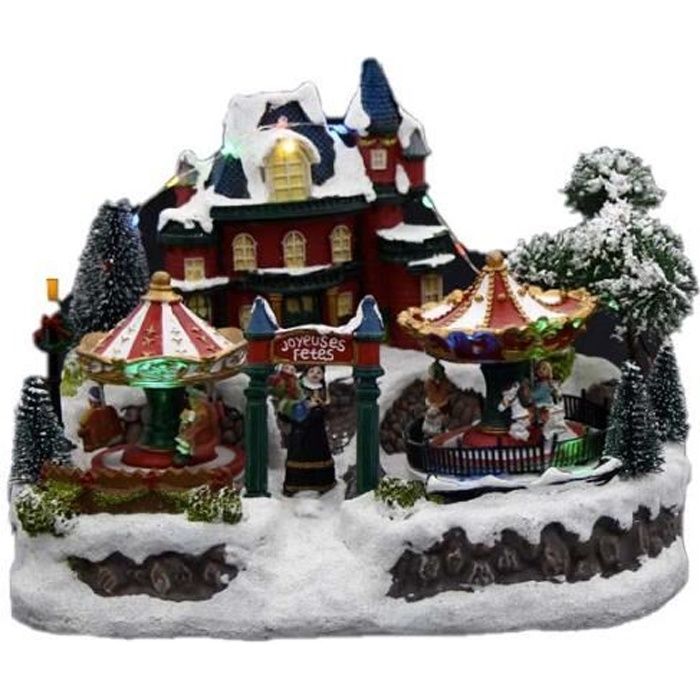 Village de Noël Lumineux et Musical avec Deux manèges - SILUMEN - Cdiscount Maison