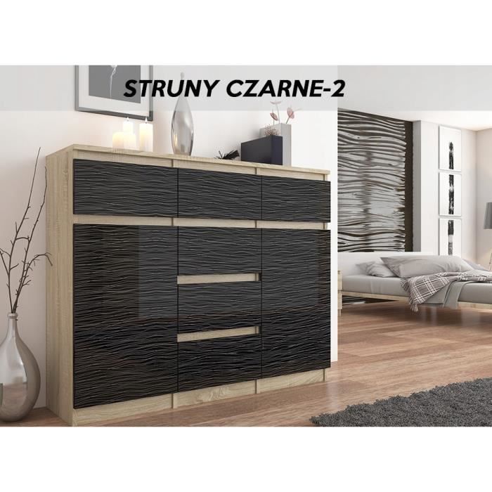 monaco s2 commode contemporaine meuble rangement chambre 120x40x98 6 tiroirs 2 portes finition gloss buffet salon cdiscount maison
