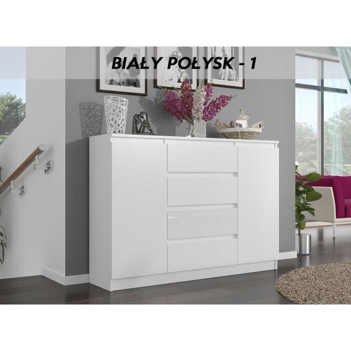 porto w1 commode contemporaine meuble rangement chambre salon 140x40x98 cm 4 tiroirs 2 portes finition laquee buffet achat vente commode de chambre porto w1 commode cdiscount