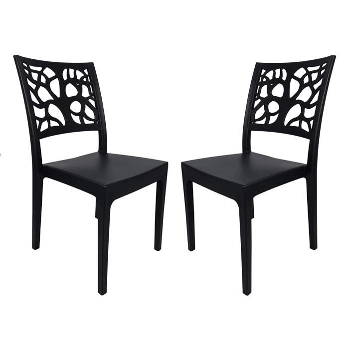 Chaise empilable en polypropylène TETI Anthracite - Meuble de jardin contemporain