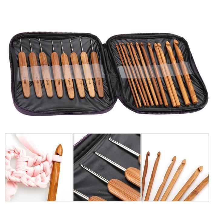 Lot de 12 aiguilles à crochet ergonomiques de 2 mm à 8 mm avec poignée