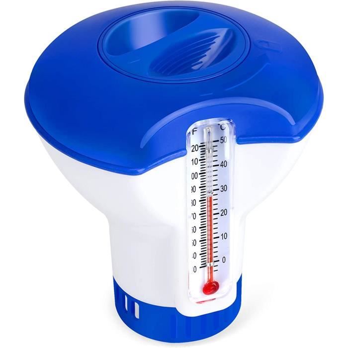 Diffuseur Flottant Piscine - Distributeur Chlore avec Thermomètre - Convient pour piscines et spas