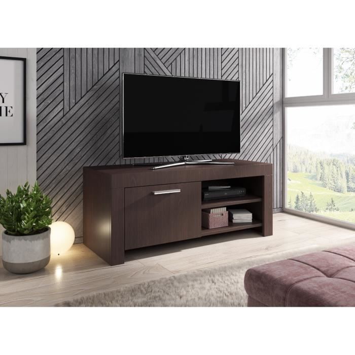 River Meuble Tv Contemporain Decor Chene Wenge 120 Cm Achat Vente Meuble Tv River Meuble Tv Chene Wenge Soldes Cdiscount