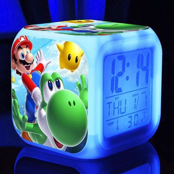 LNGFSH Réveil Analogique Silencieux Enfant Astronaute - Lumineux Avec Snooze - Bleu