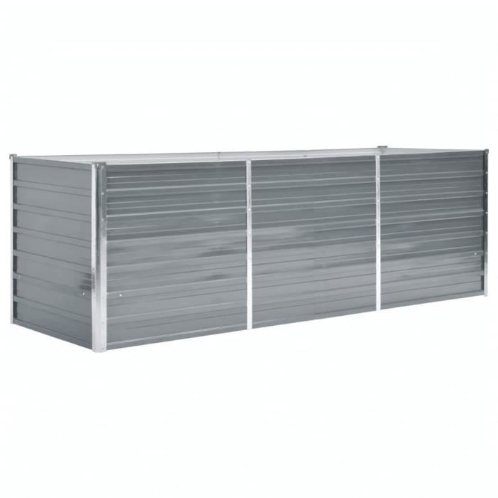 HOT5254 Bac A Fleur Lit surélevé de jardin - de jardin Acier galvanisé 240x80x77 cm Gris Robuste de Qualité