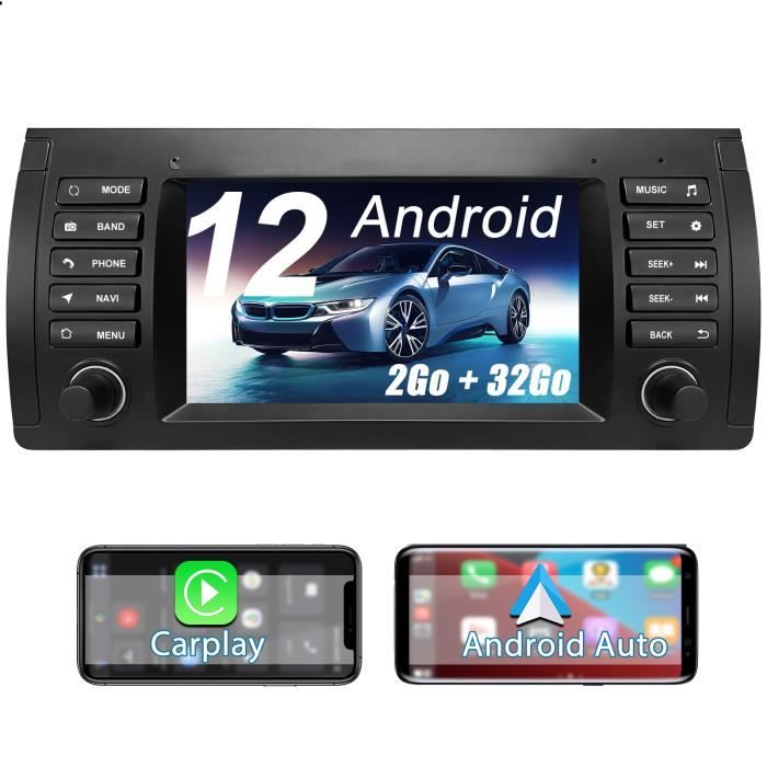 AWESAFE Android 12 Autoradio pour BMW E39(1996-2003) avec GPS Carplay/Android Auto Bluetooth Mirrorlink WiFi - 2Go+ 32Go