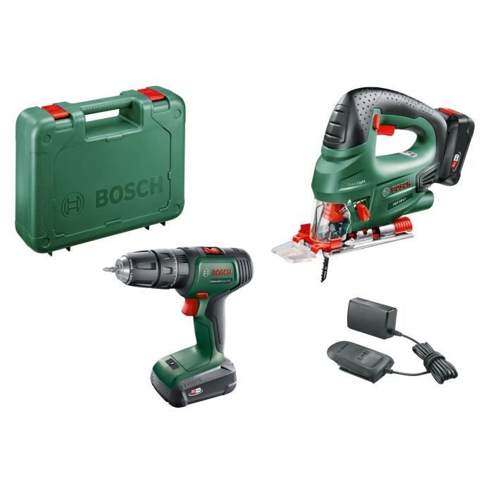 Pack 2 outils Bosch - Perceuse à percussion UniversalImpact 18 + Scie sauteuse PST 18 (2 batt, 1 cha