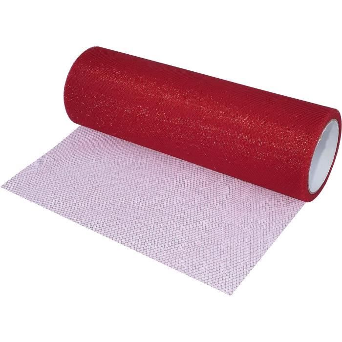Rotolo Di Tulle Glitterato Creativery – 15 Cm X 9 Metri, Colore Rosso Con Paillettes Argentate, Per Tutù, Decorazioni Fai Da Te E Matrimoni - 3