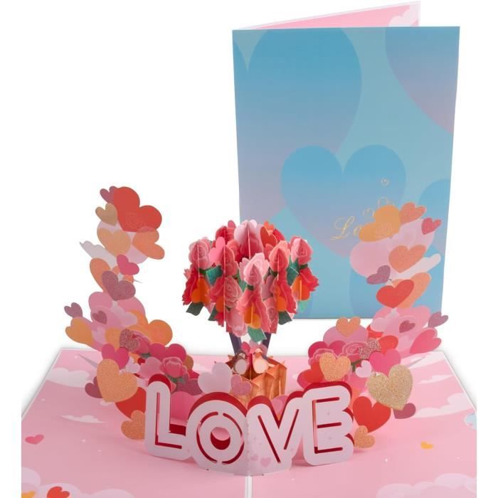 JeoPoom Carte Pop-up, Avec Enveloppe Carte, 3D Carte Pour Couple Amoureux, Marié Mariée, Mariage, Anniversaire, La Saint-Valentin