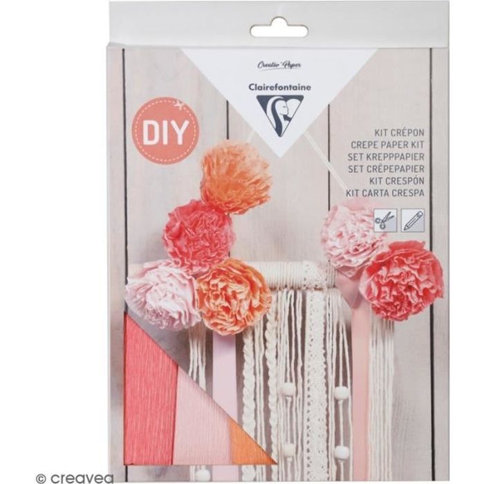 901032C-4] Clairefontaine Lot de 4 Paquets 10 feuilles papier Crépon M40 2x0