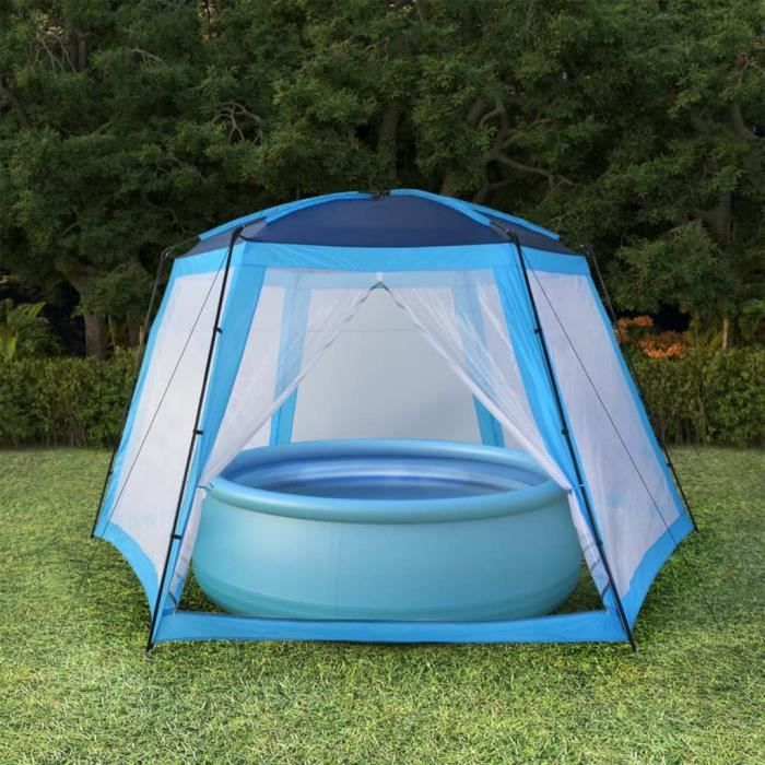Tente de piscine Garnaco - Tissu bleu - 660x580x250 cm - Résistance UV et eau