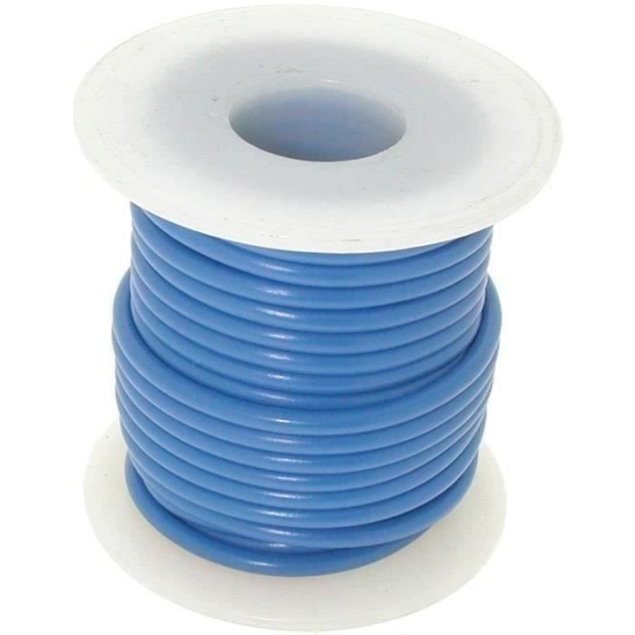 Fil électrique souple de couleur bleu section 1,5mm² - L: 7,6mètres