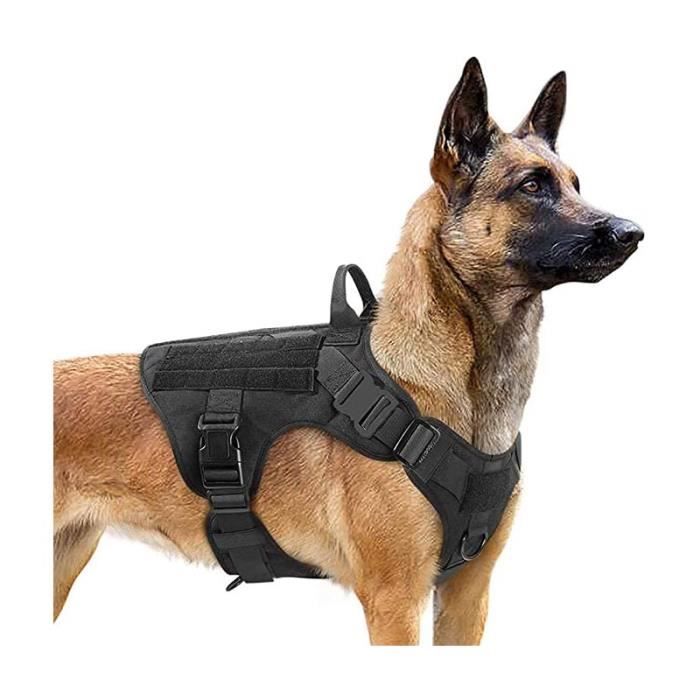Comparer les prix de Harnais Tactiques pour Chien L Noir, Gilets à Anneaux pour Chiens de Travail Militaires, Harnais Militaires Chien d’Entraînement