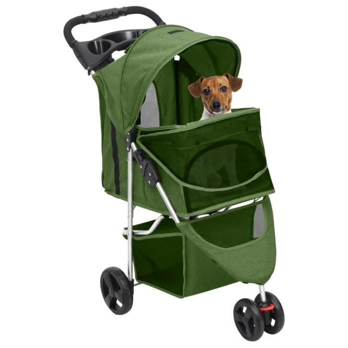 Meilleurs prix pour Poussette pour chien - GAROSA - Modèle pliant - Tissu Oxford - Vert - 80x46x98 cm