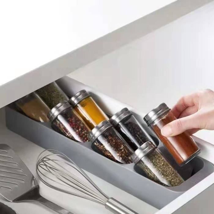 Tiroir armoire boîte de rangement de bouteille de pot d'épices avec 8 grilles pour les cafés de restaurants de cuisine à