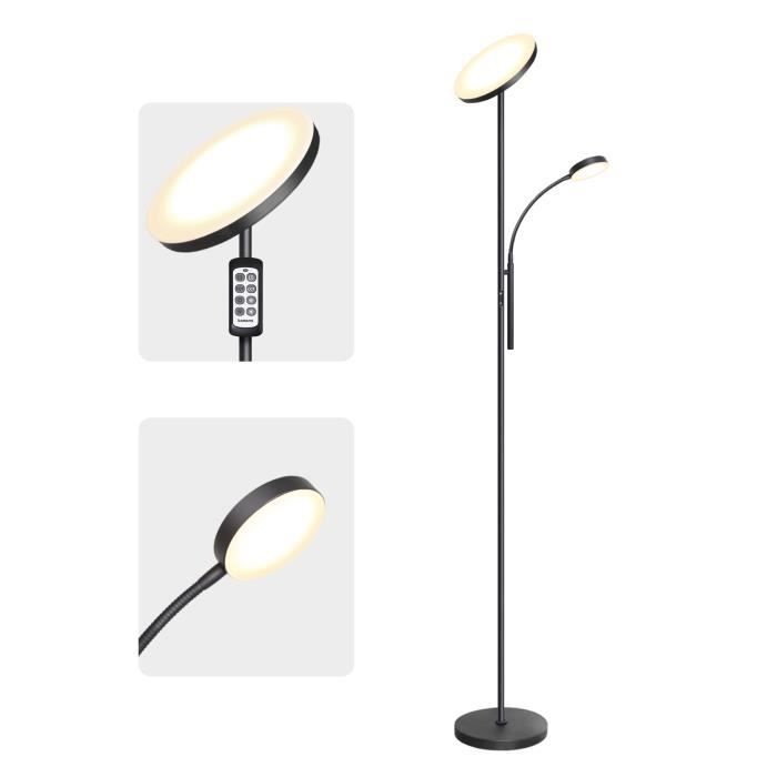 tomons lampadaire sur pied salon, led dimmable en continu, télécommande avec lampe de lecture réglable, 3 températures de couleur