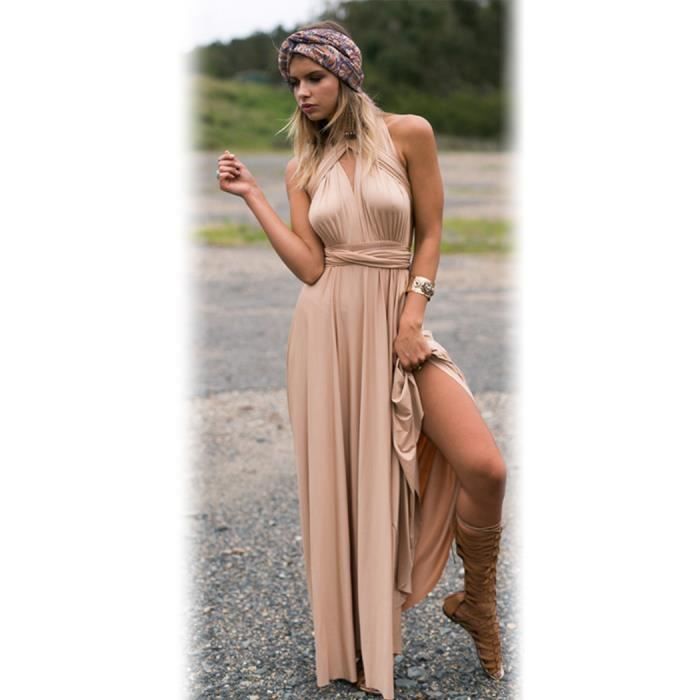 La Robe Dos Nu Des Femmes Neck Longue Robe Maxi Pour La Fete De Mariage Marron Achat Vente Robe Cdiscount