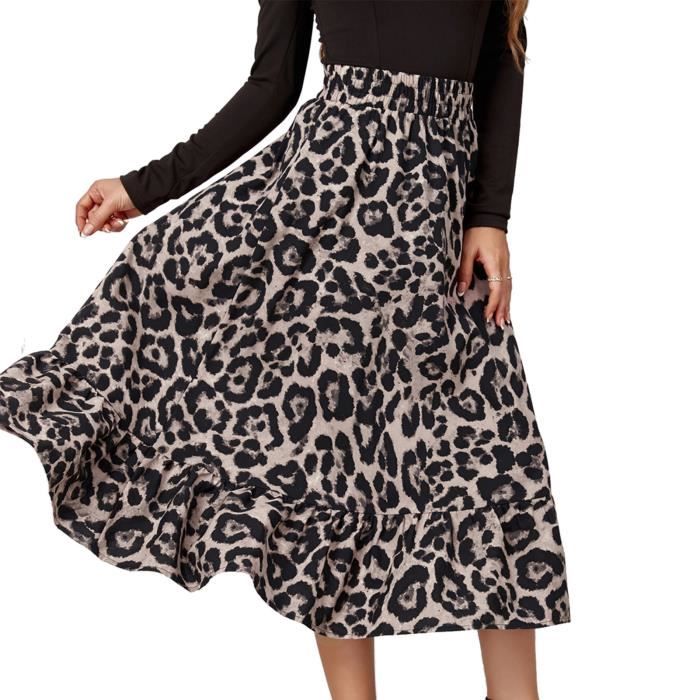 Jupe leopard mi online longue