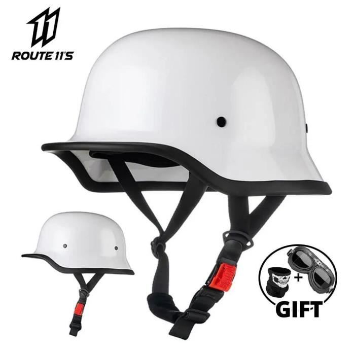 Casque De Moto Vintage Cuir Retro Vintage Scooter Open Face Demi Casque De Cuir Avec