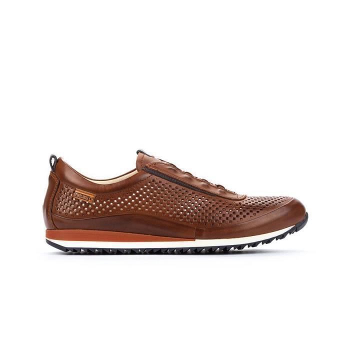 Pikolinos Basket en cuir pour homme - PIKOLINOS - Placa cuadros elasticos - Marron - Lacets