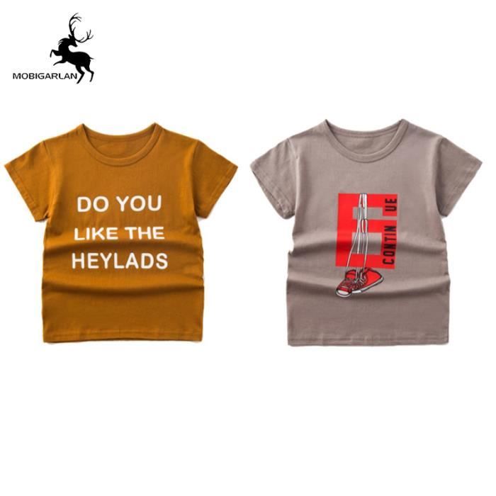 MOBIGARLAN Lot de 2 T shirt Gar on de Marque Luxe Dessin anim