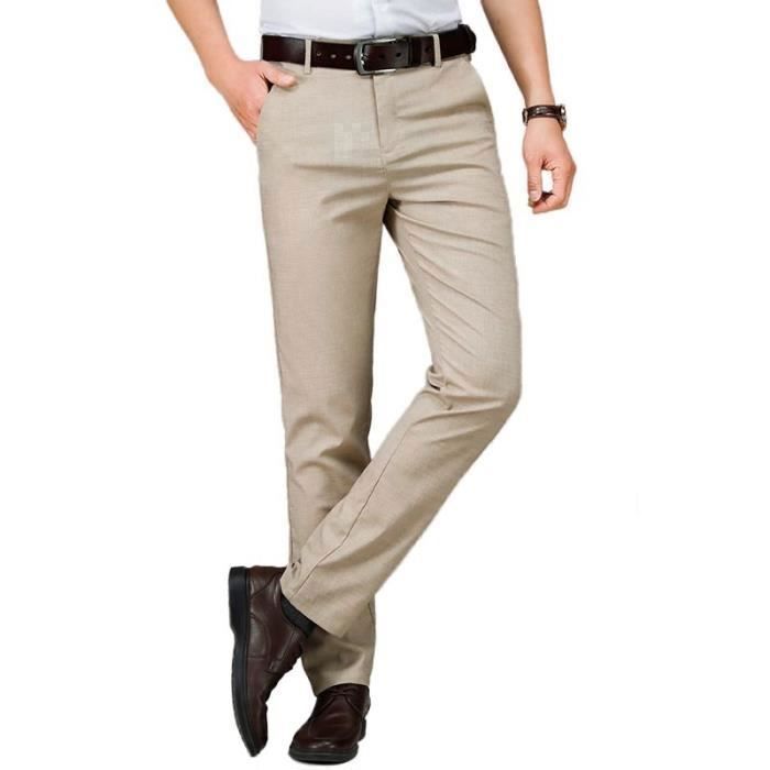 Pantalon lin sale homme coupe droite
