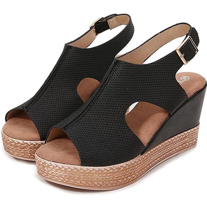 Espadrille compensée deals noir femme
