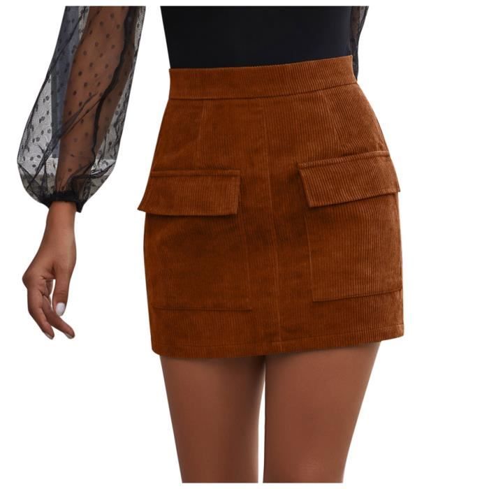 Jupe Léopard GORGLITTER Pour Femme Grandes Tailles - Velours Côtelé, élastique, Mini Jupe Courte