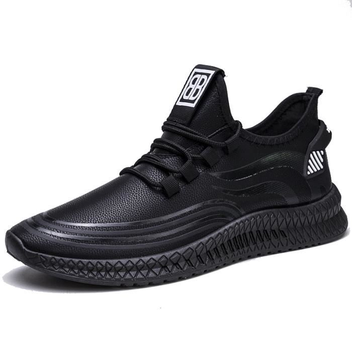 Basket Homme Chaussure de skate Marque Nouveau Cuir Noir