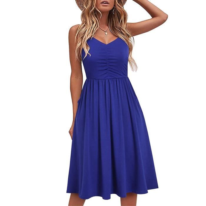 Robe D'Été Bleue à Bretelles Pour Femme - Taille 12 - Style Vacances Décontracté