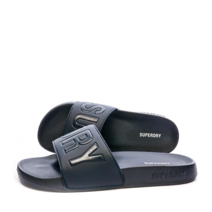 Claquettes Femme Superdry Core Slide Marine Brides rembourr es Assise plantaire moul e