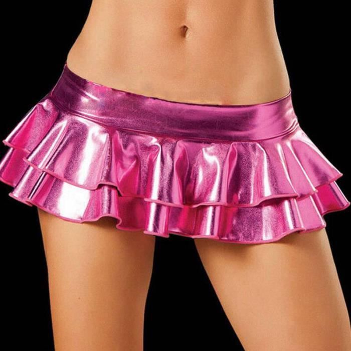 Jupe Jupe courte Sexy en LaTeX pour femmes tenue de Club de danse 9 couleurs en cuir verni Micro Mini jupes de Rose Red F9 Blanc Cdiscount Pret a Porter