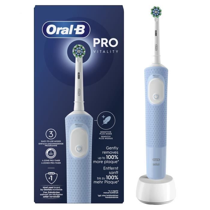 Brosse à dents électrique ORAL-B Vitality Pro - Bleue - 3 modes de brossage - Brossette incluse