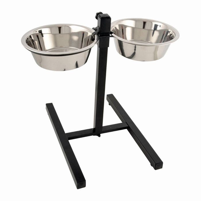 Meilleurs prix pour Gamelles pour Chien - PARIS PRIX - Lot de 2 - Inox & Métal - Hauteur Réglable - Argent