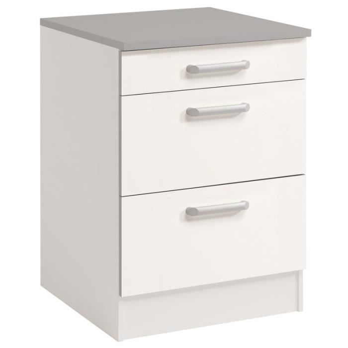 Meuble Bas 3 Tiroirs 60 Cm Shiny Blanc Paris Prix Achat
