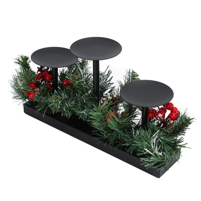 Bougeoir Noir Avec Nœud Décoratif - 25,2 X 11,6 Cm - Pour Table à Manger, Mariage, Noël, Halloween - Décoration élégante Et Festive