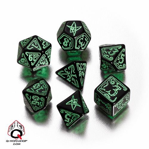 Set de Dés de Cthulhu Noir et Vert