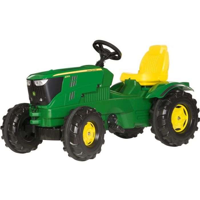 Tracteur à pédales JOHN DEERE 6210R Rolly FarmTrac pour enfant de 3 ans et plus - Vert et rouge
