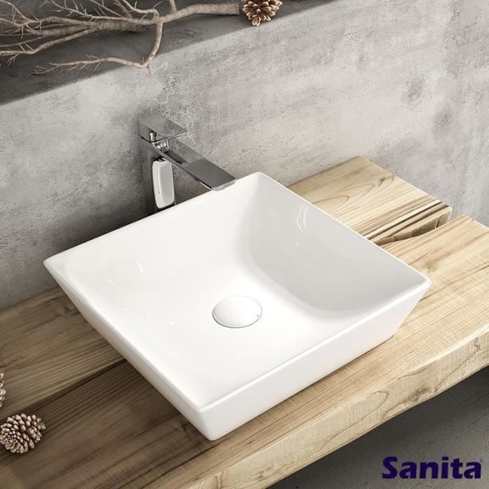 Plan Vasque Profondeur 40 Cm Vasque Carree A Poser En Ceramique 40 Cm Talia Blanc Achat