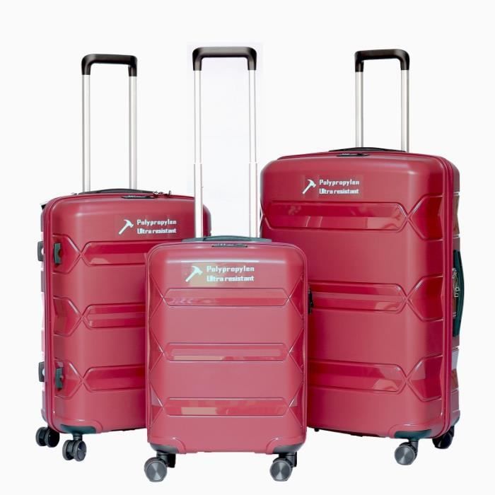 Lot de 3 valises Polypropylène Cosmos Bordeaux