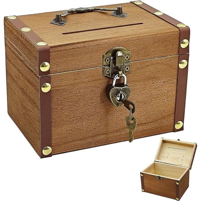 Coffre Au Trésor En Bois Vintage Avec Serrure à Combinaison - Boîte De Rangement Déco Style Pirate - 15x12.5x7.5 Cm - 2