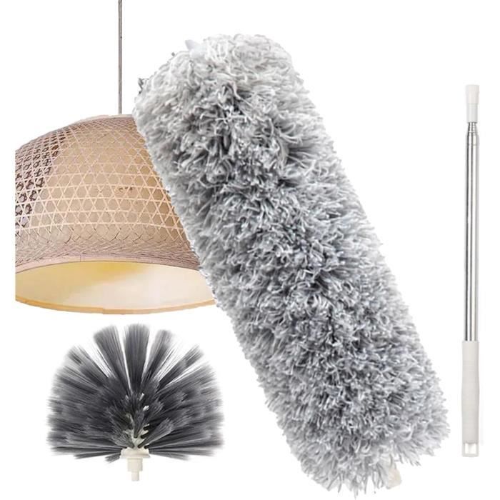 Plumeau Télescopique Lavable – Tige Aluminium 230 Cm – 4 Têtes Interchangeables Pour Plafond, Ventilateur, Meubles Et Toiles D'araignée