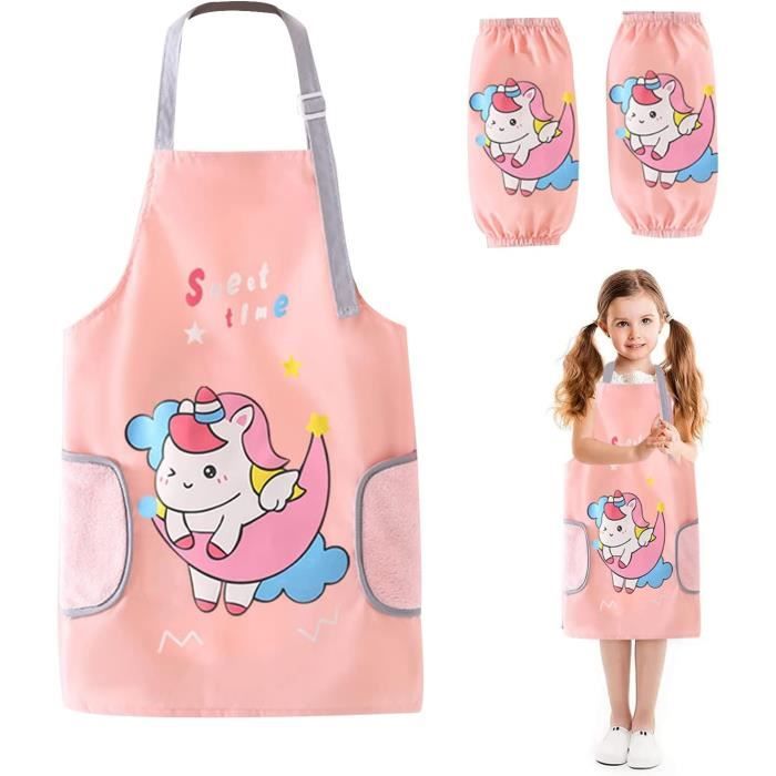 Tablier Et Toque Chef Enfant Fraise - Set Cuisine Mignon Anti-Tâches Avec Poche | Atelier Pâtisserie Enfants