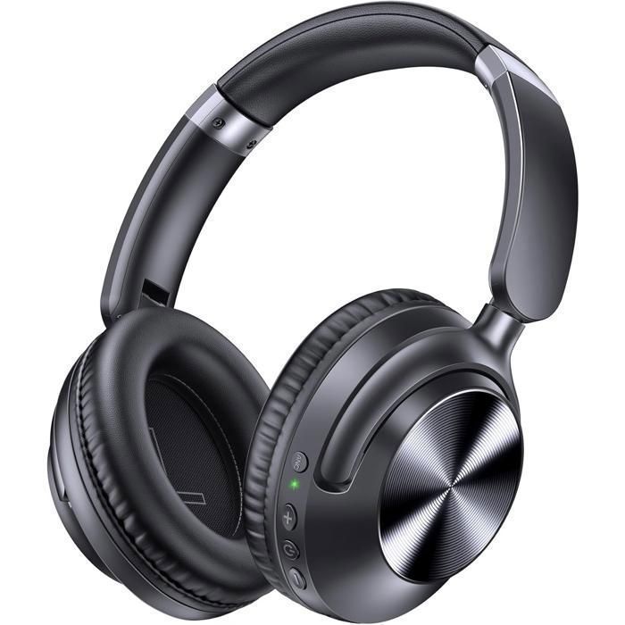 VEATOOL Casque sans Fil Bluetooth 6.0 ANC -45 dB et Mode Transparence Hi-Res Audio 100H Pliable Micro Intégré AUX 35 mm Noir