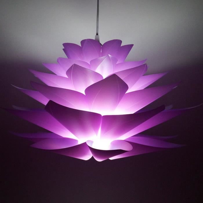 Abat-jour Lotus E27 Lampe Pendentif Déco Plastique Lumière Plafond Pour Lampe de Table Lustre Salon Violet