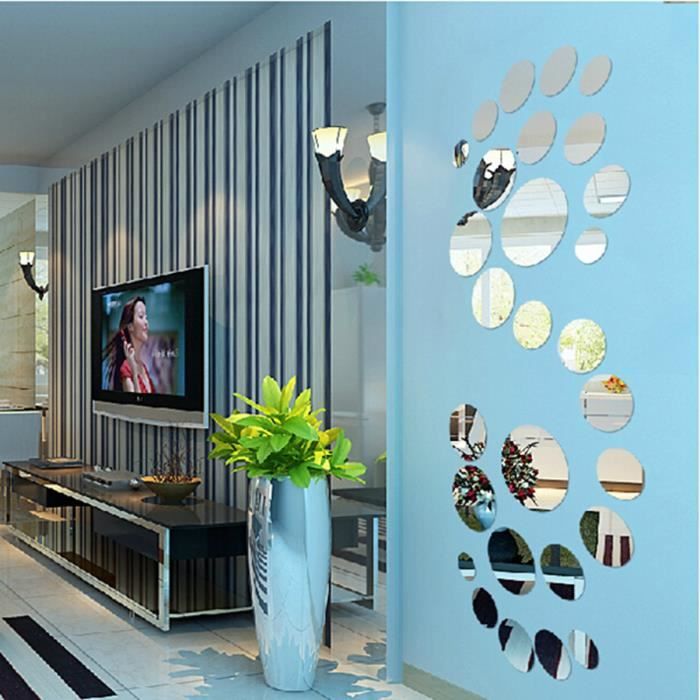 Miroir Mural Autocollant JMITHA - Forme Nuage Ou Rond - Verre 3mm - Pour Salle De Bain, Salon, Chambre