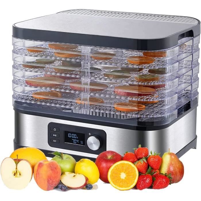 Déshydrateur Alimentaire 10 Plateaux Inox - 800W - Timer 24h - Pour Fruits, Légumes, Viandes